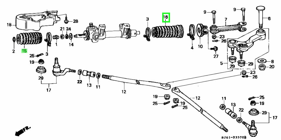 Steering Boot Set - Honda Acty Truck HA3, HA4 Models - 1990-1999