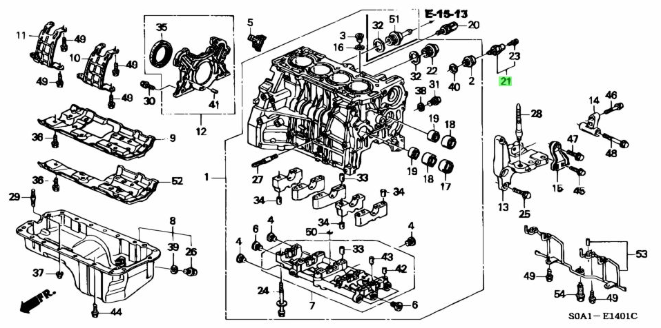 Schematic diagram of engine components including Oil Pressure Switch for Honda Acty HA3, HA4.