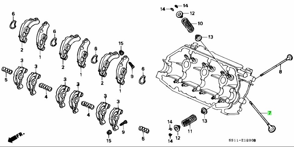 Exploded View Diagram Featuring Intake Valve for Honda Acty Truck HA3, HA4 (1990-1999) - Position Highlighted in Engine Assembly