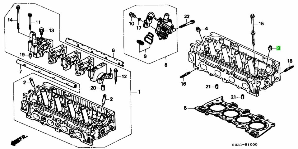 Valve Stem Seal Kit for Intake Side - Honda Acty HA3, HA4 (1990-1999) - Six high-quality seals displayed in front of engine diagram.