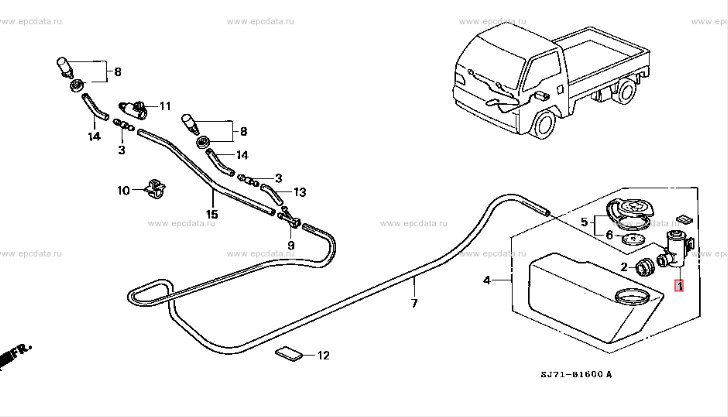 Honda Acty Washer Pump Motor Schematic for HA3, HA4 Models - 1990-1999