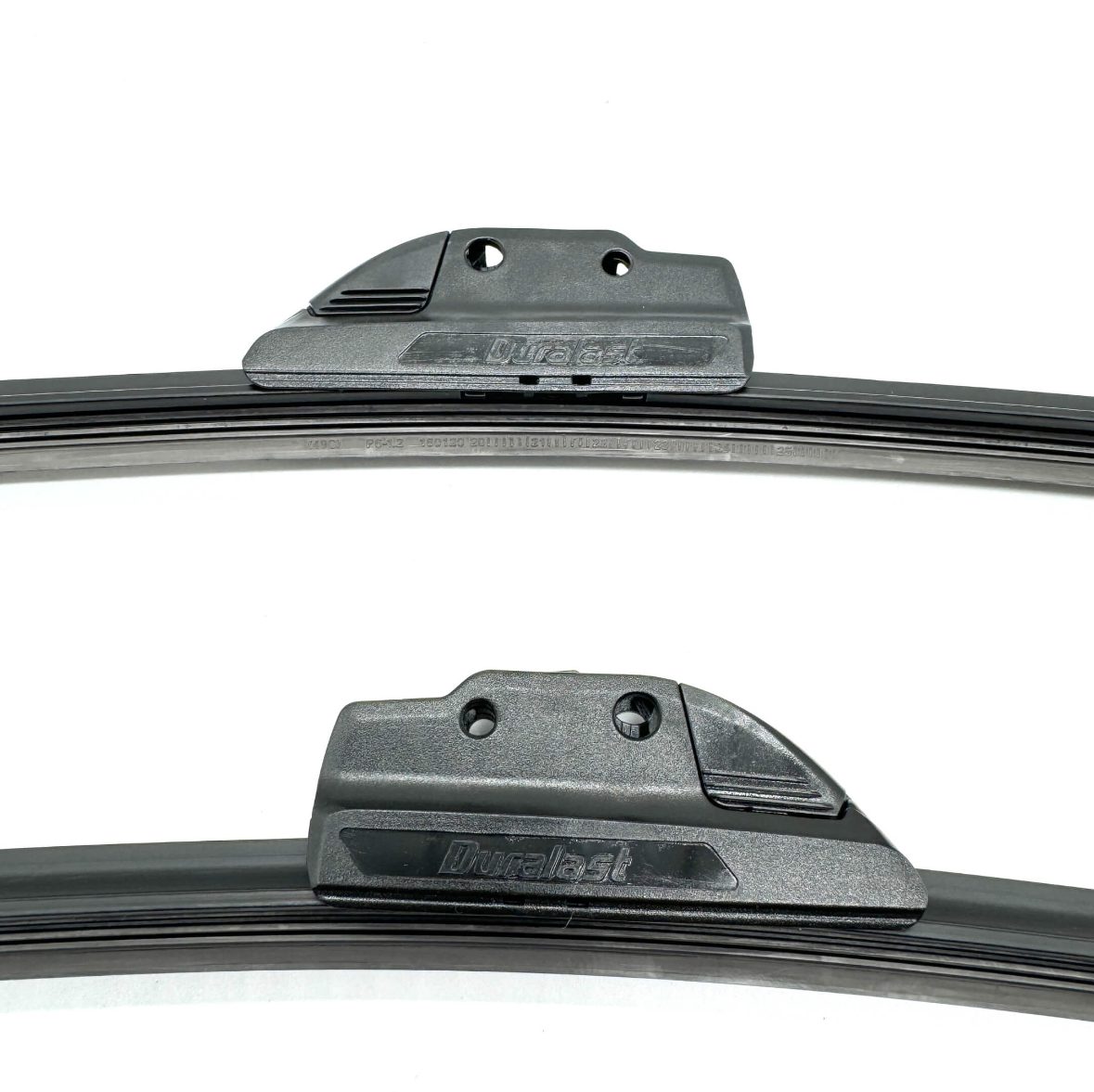 Close-up of Duralast Flex Wiper Blades and Honda Wiper Arms showing advanced graphite coating for Honda Acty HA6, HA7 models 1999-2009.