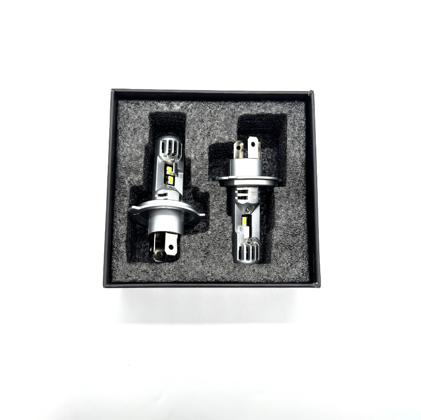 LED headlight bulbs for Kei Trucks, showcasing modern design with durable metal body and efficient LED chips, perfect upgrade from standard bulbs.