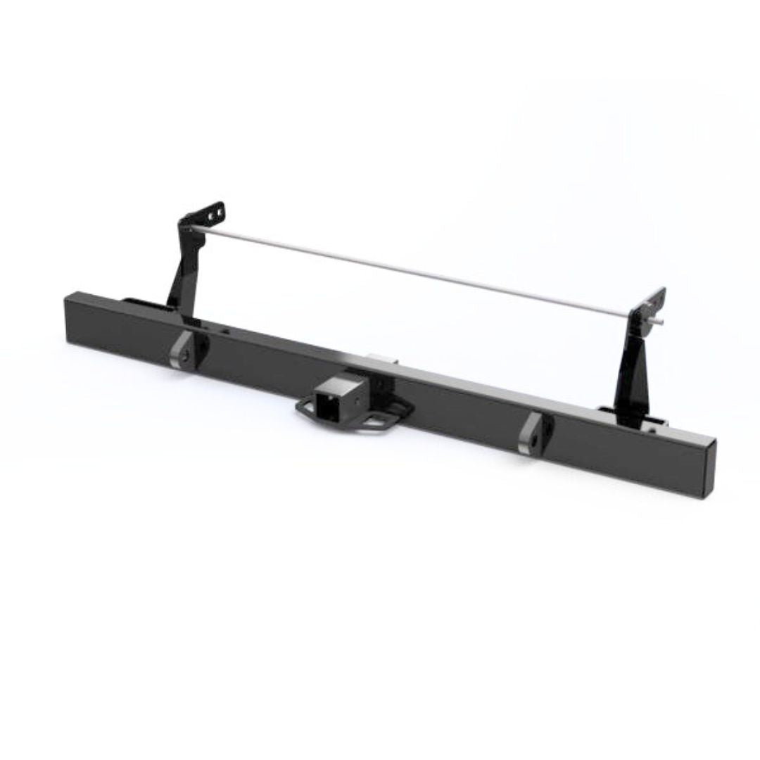 Heavy-duty trailer hitch receiver for Suzuki Carry Truck DA52T, DB52T (1998-2001), ideal for towing, enhancing cargo capabilities, and complementing exterior upgrades like lift kits and brush guards.