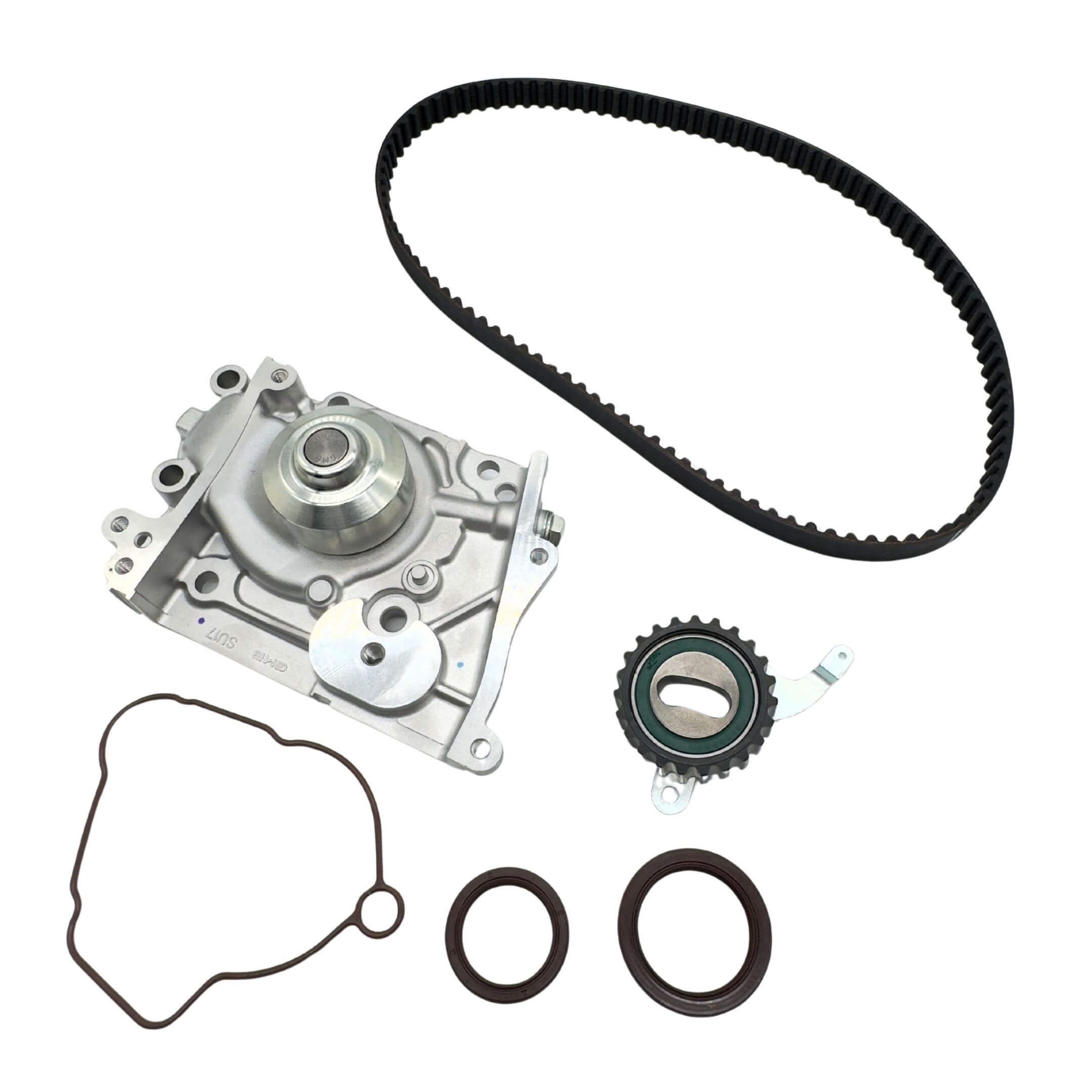 Timing Belt Kit - 5 Piece for Subaru Sambar Van TV1, TV2 Models (1999-2012), featuring a black belt and metal components.
