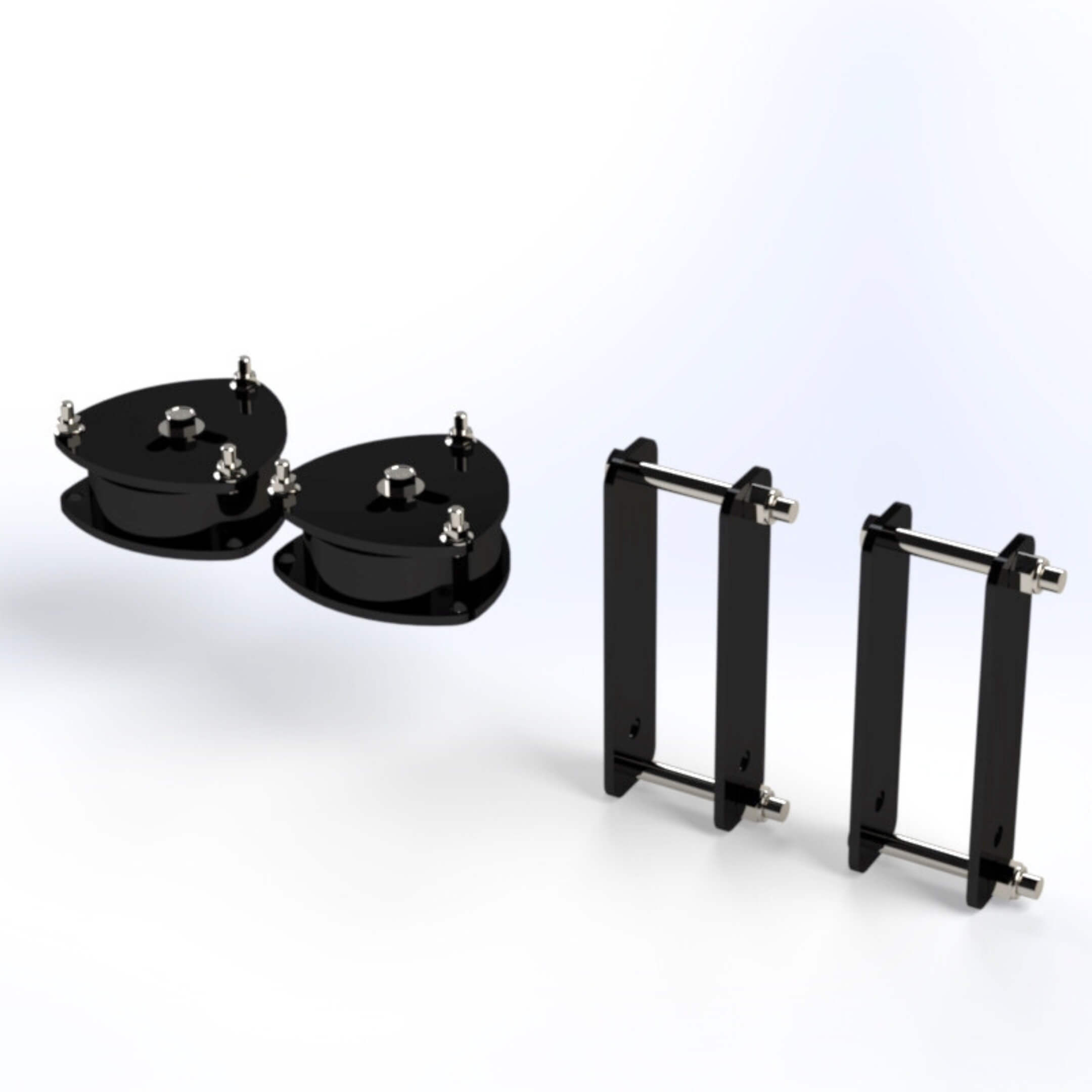 2-inch Body Lift Kit for Honda Acty Truck HA3, HA4 (1990-1999), featuring 1/4-inch steel plates and durable powder-coated black finish