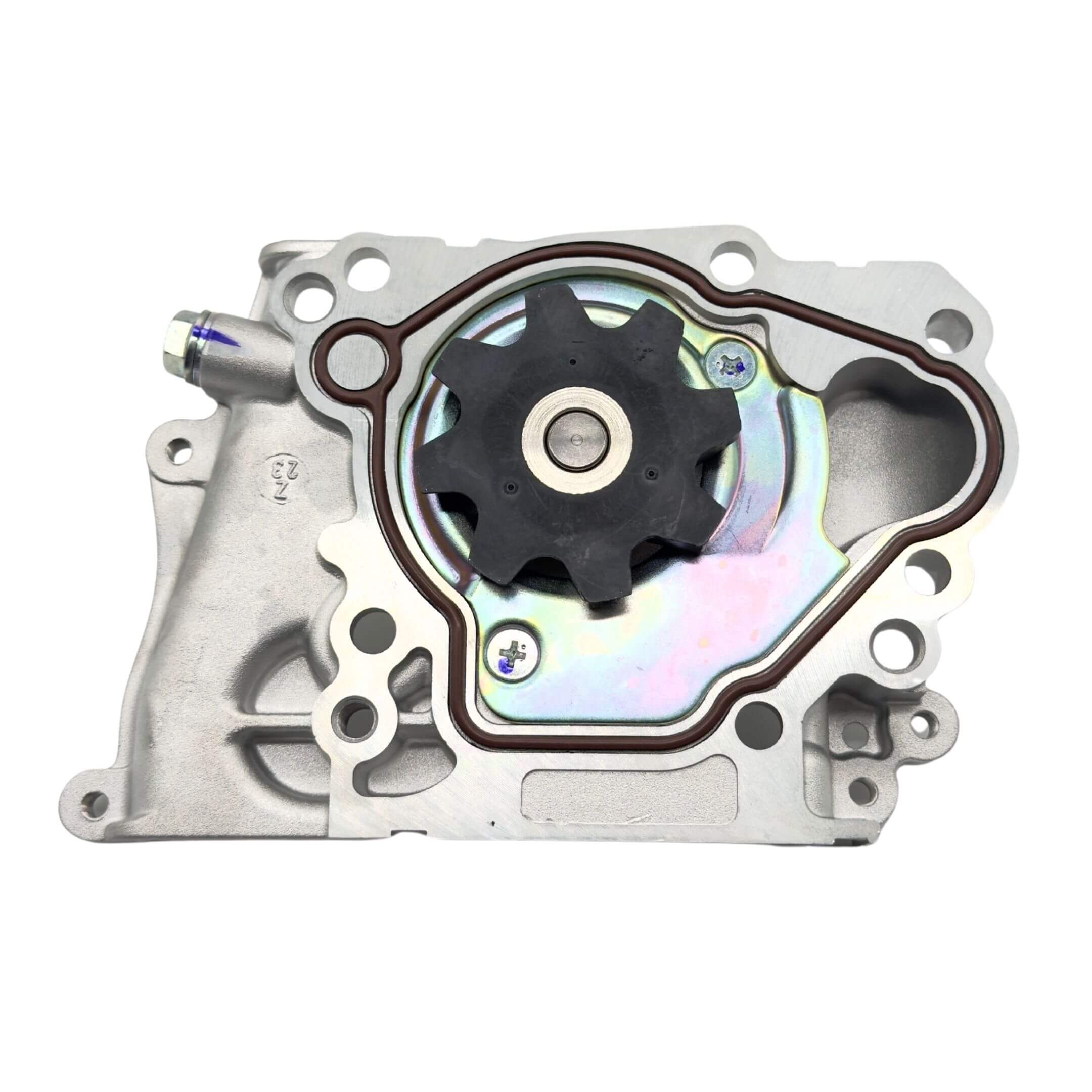 Aftermarket water pump for Subaru Sambar Van TV1, TV2 models (1999-2012), featuring a silver and black design with a detailed parts schematic.