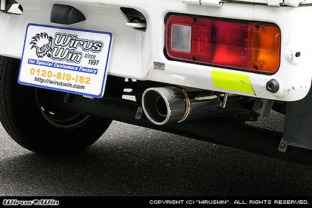 Wirus Win Compact Muffler Popper Type, stainless steel exhaust for Honda Acty Truck GBD-HA7 Model (1999-2010), featuring a sleek design and durable construction.
