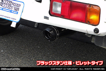 Wirus Win D-Prime Muffler Billet Type in black stainless for Honda Acty Truck GBD-HA7 model, 1999-2010.