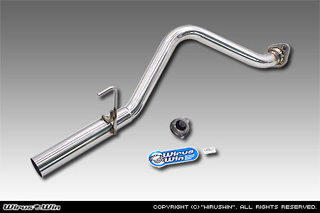 Wirus Win Racing Type Muffler in stainless steel for Honda Acty Truck models GBD-HA6 and GBD-HA7, 1999-2009, featuring a sleek design and durable construction.