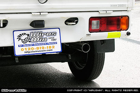 Wirus Win Racing Type Muffler in stainless steel for Honda Acty Truck models GBD-HA6, GBD-HA7 (1999-2009) featuring sleek design and enhanced performance.