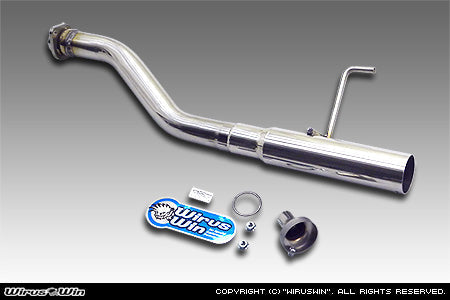 Wirus Win Racing Type Muffler for Honda Acty Truck HA4 Models (1990-1999), featuring a stainless steel construction with a sleek design.