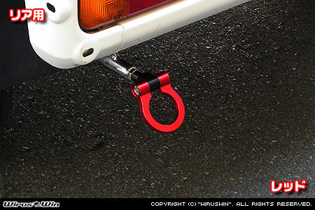 Honda Acty Rear Tow Hook by Wirus Win in red for HA6, HA7 models (1999-2009).