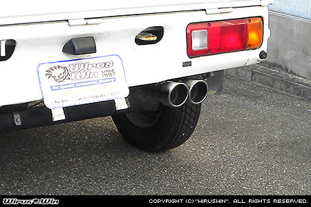 Wirus Win Twin Muffler stainless steel exhaust for Honda Acty Truck GBD-HA6 model, 1999-2010, featuring dual tailpipes.