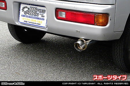 Wirus Win Compact Muffler Sport Type in stainless steel for Honda Acty Van HH6 models with manual transmission, 1999-2010.