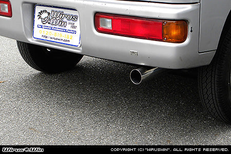 Wirus Win Compact Muffler Racing Type in stainless steel for Honda Acty Van HH5 model 1999-2010, featuring a sleek exhaust design.