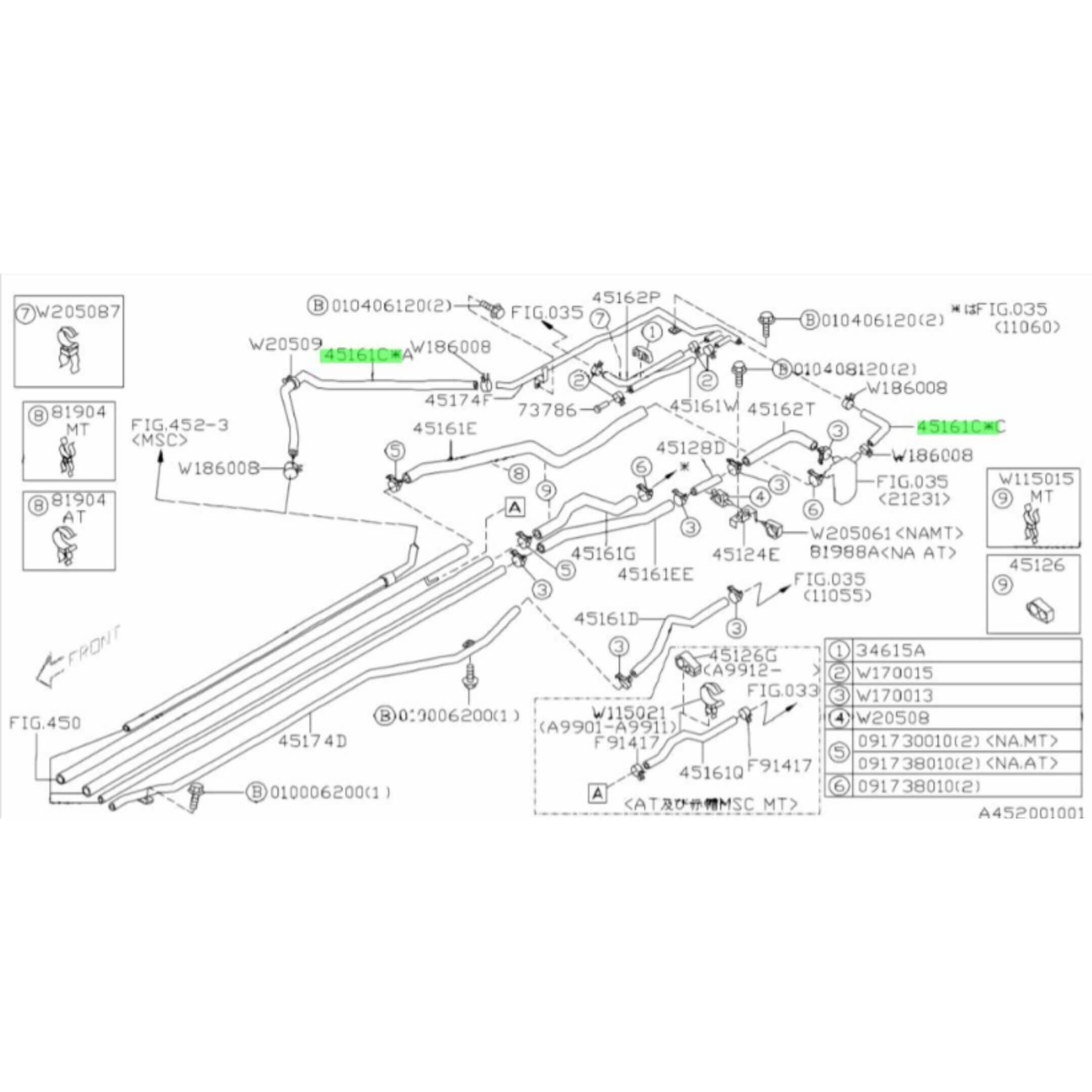 Air Vent Hose diagram for Subaru Sambar Wagon TW1, TW2 Models (1999-2012) showcasing detailed part connections and labels.