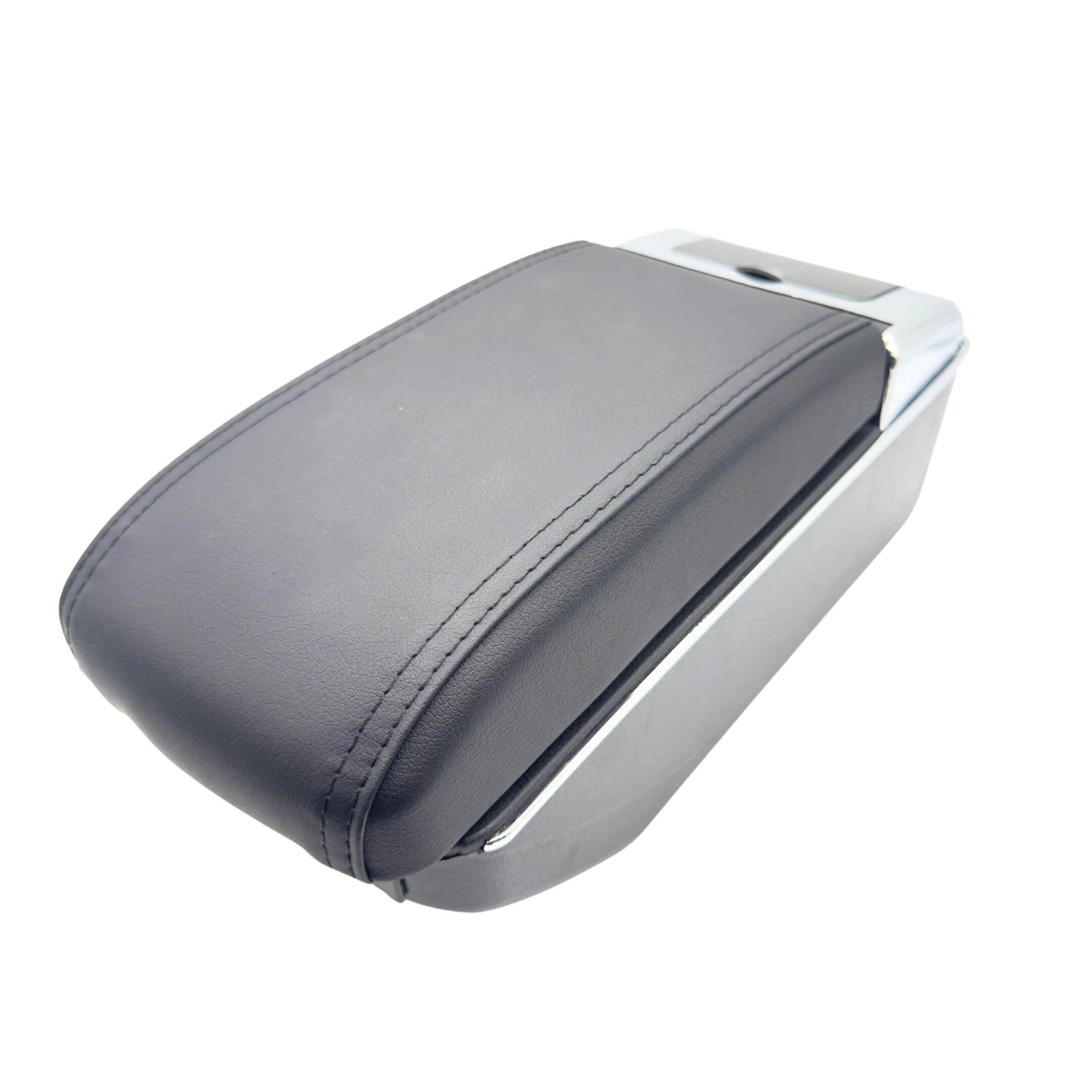 Armrest Console with USB Ports for Subaru Sambar Truck TT1, TT2 Models (1999-2012) featuring sleek black leather design.