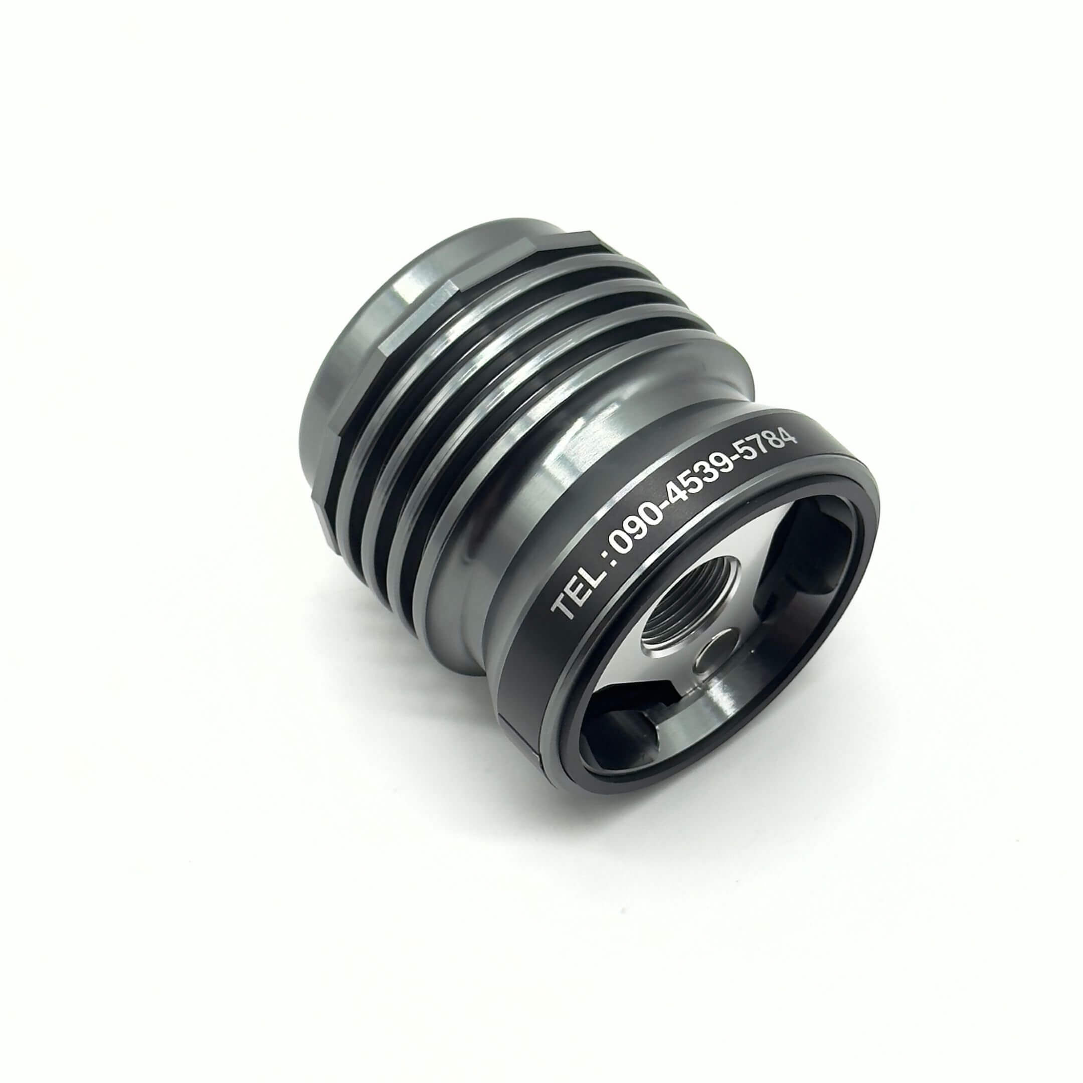 Asami Engineering Racing Oil Filter for Honda Acty Models 1990-2012, featuring a sleek metallic design with contact details engraved.