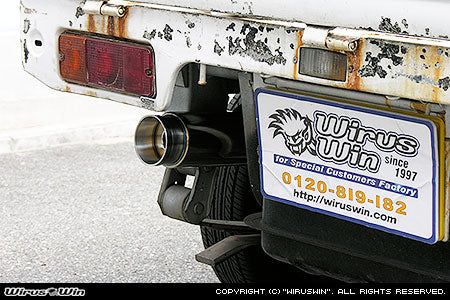 Wirus Win Compact Bazooka Muffler for Suzuki Carry Truck DD51T Model (1991-1999) with angle type headlight, featuring a sleek metallic finish and 175 cm length.