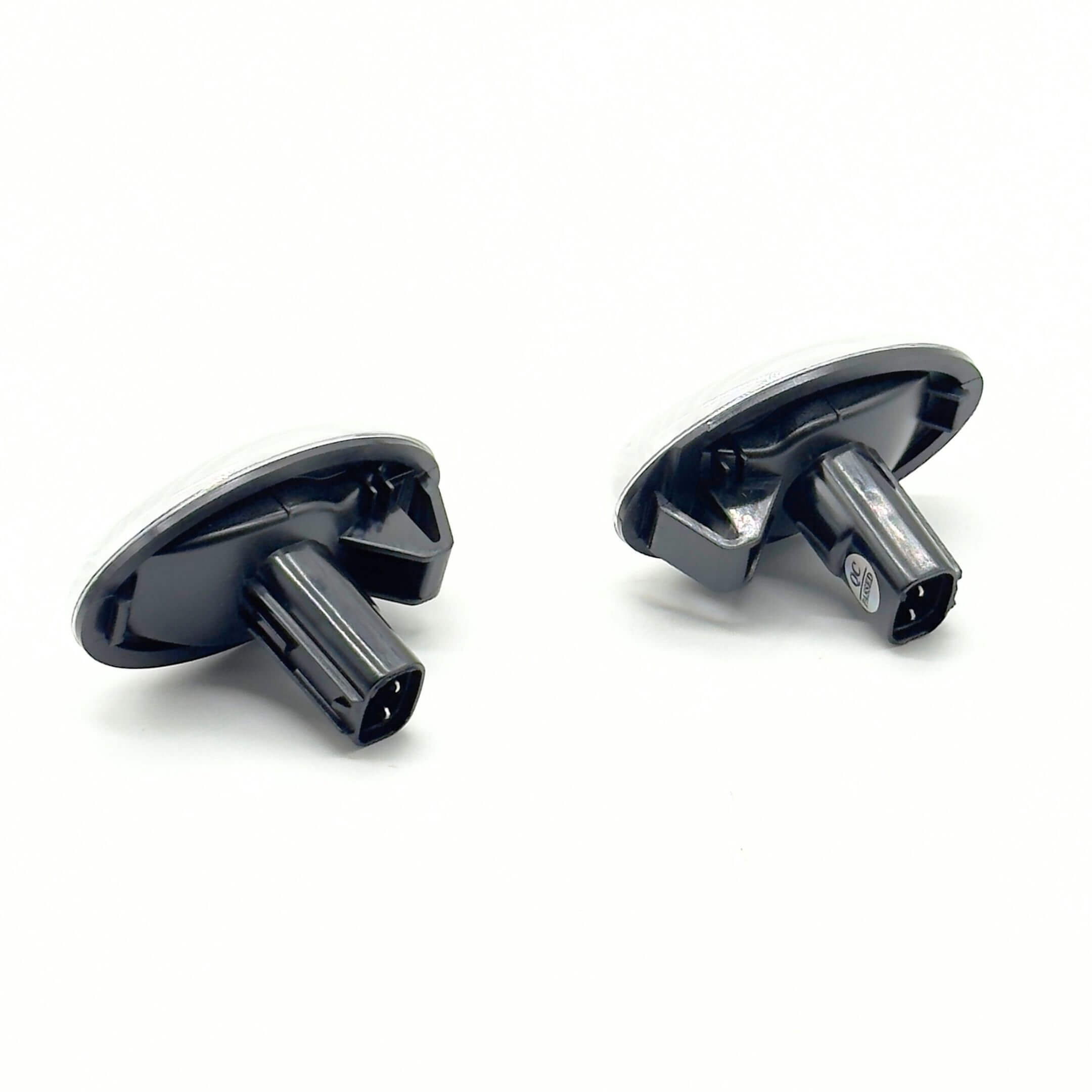 Flowing Turn Signals with Sequential LED Side Markers for Subaru Sambar Van TV1, TV2 Models (2002-2012) featuring sleek black housing and plug connectors.