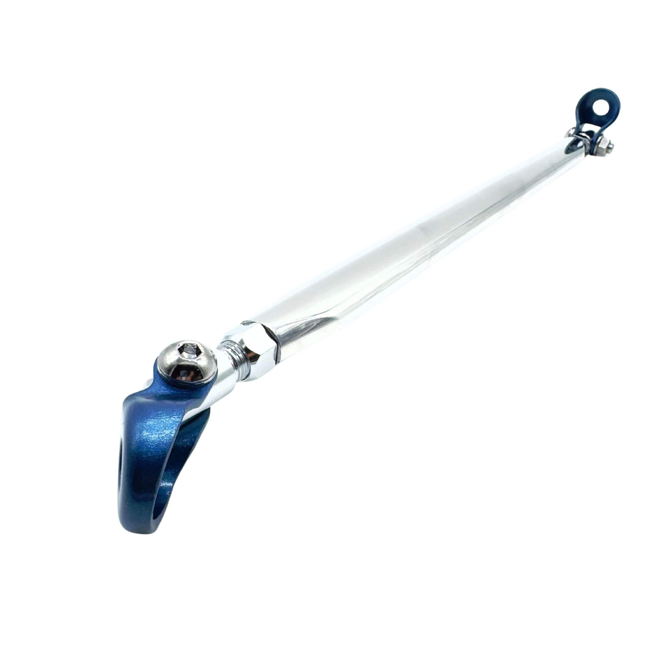 Front Lower Arm Bar by Kawai Manufacturing for Honda Acty Van HH5, HH6 (1999-2019) featuring a sleek metallic design with blue accents.