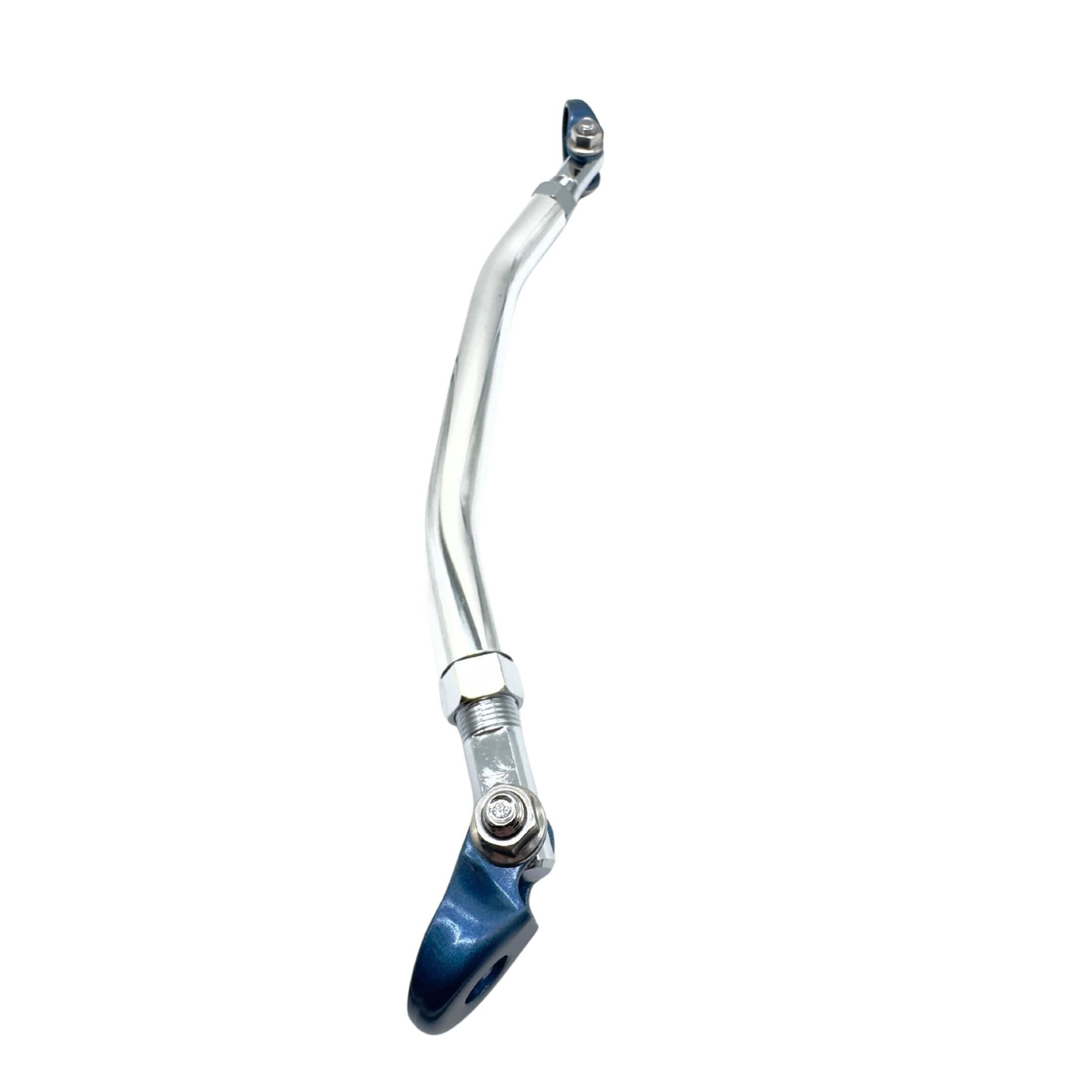 Front Lower Arm Bar by Kawai Manufacturing for Subaru Sambar Truck TT1, TT2 Models (1999-2012) featuring a sleek metallic design with adjustable components.