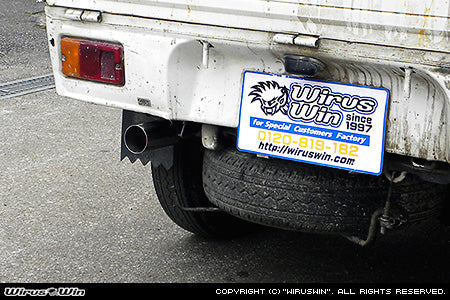 Wirus Win Racing Type Muffler in stainless steel for Daihatsu Hijet Truck models S100P, S110P, S100C, S110C, S100CT, S110CT (1994-1998), featuring a sleek exhaust design.