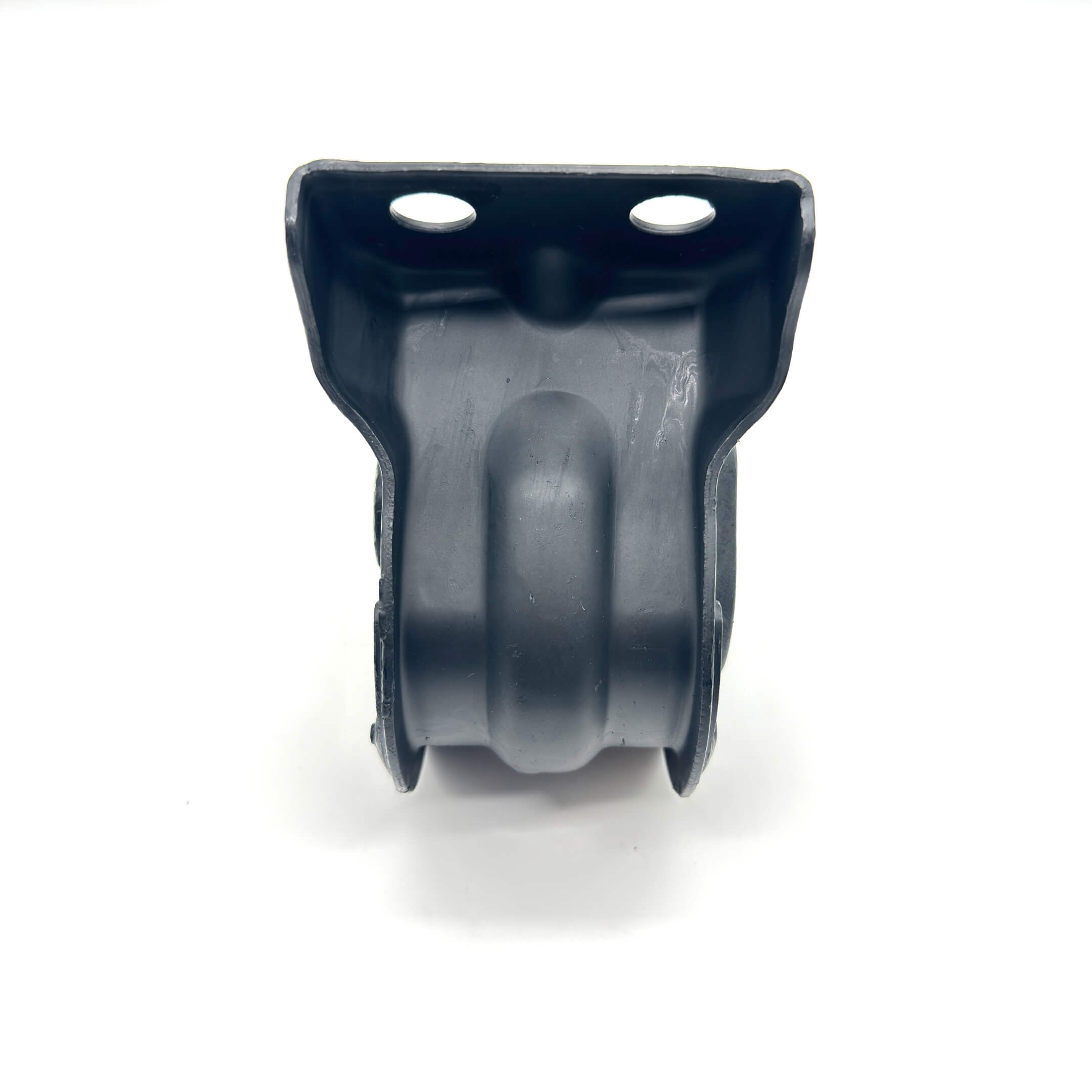 Rear engine mount for Honda Acty Truck, black rubber and metal, viewed from the front, with two mounting holes