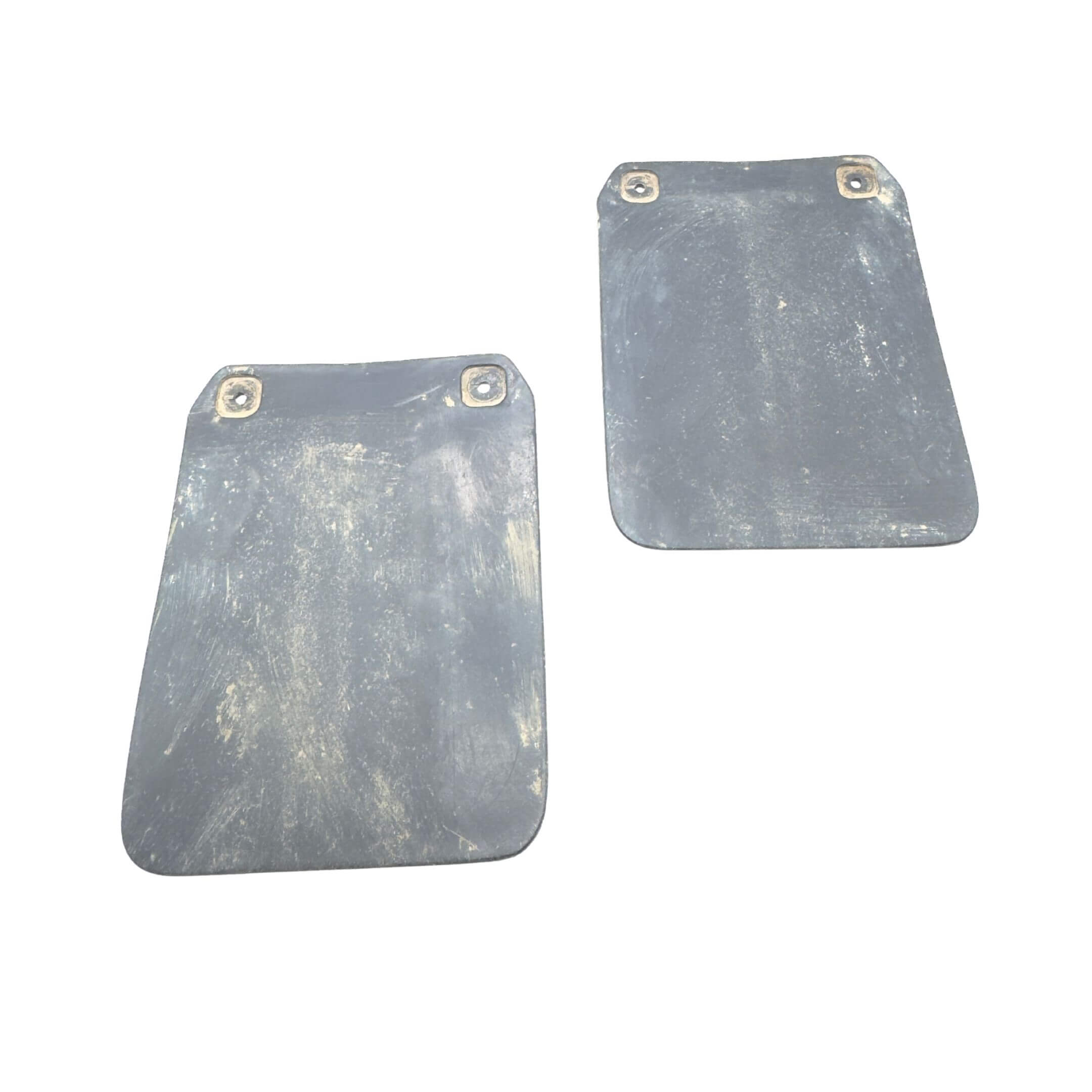 Mud Flaps for Honda Acty Truck HA3, HA4 Models (1990-1999) featuring a durable, used design with mounting holes.