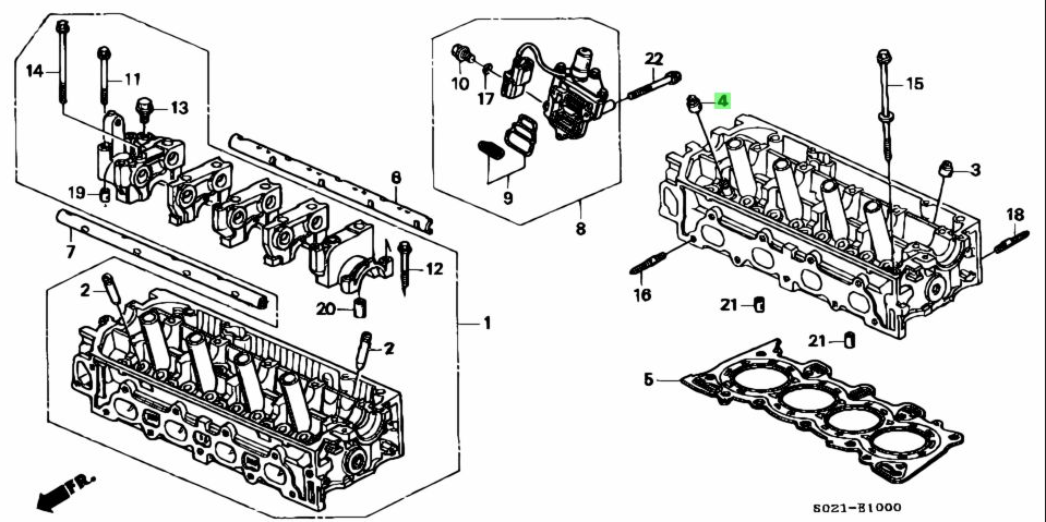 Detailed diagram of the valve stem seal installation for Honda Acty Truck HA3, HA4 models from 1990-1999, showing the exhaust side components.