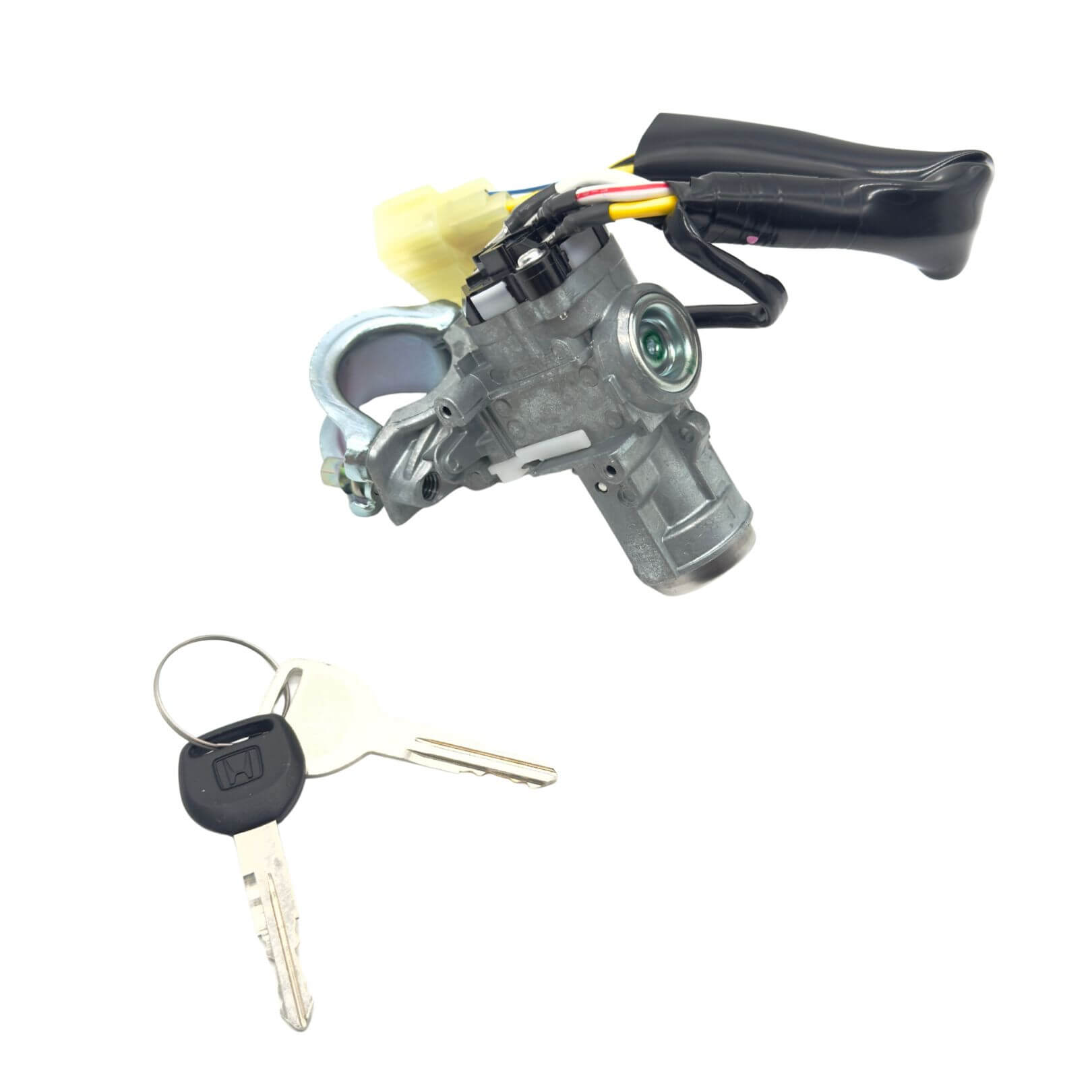 Rear view of the ignition lock cylinder on the Honda Acty Van HH3, HH4 assembly 35100-SJ6-X01, showing where the main switch mounts.