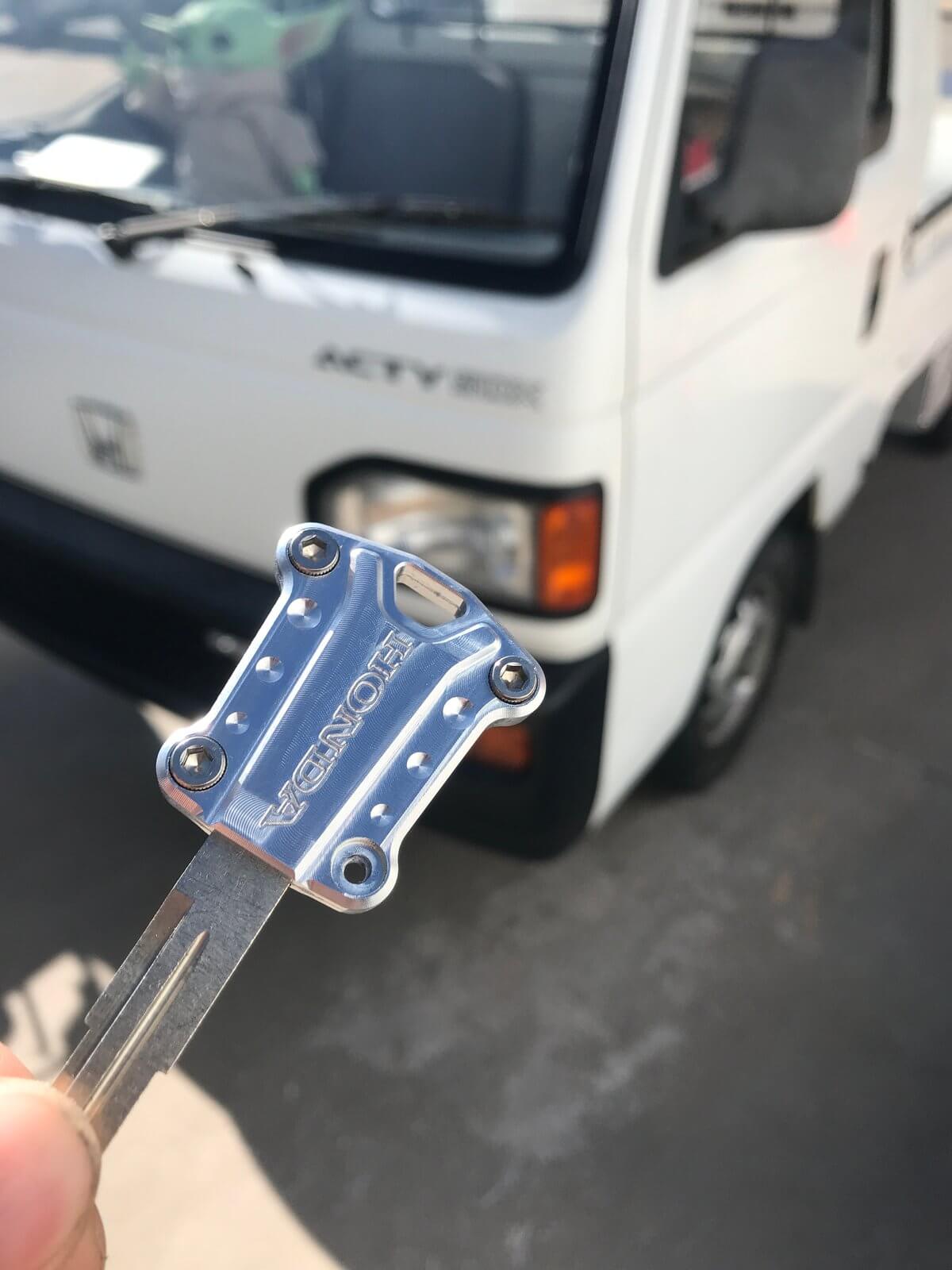 Personalized Honda Acty key cover in CNC billet aluminum, offering a custom, precision-fit for the 1980-1999 truck model keys