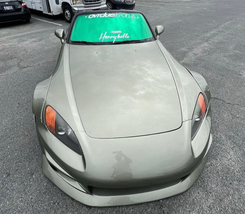 Omnique Peridot Green Tint on Honda S2000 Windshield: Honda S2000 sports car with a Peridot green one-way mirror tint for enhanced style and privacy