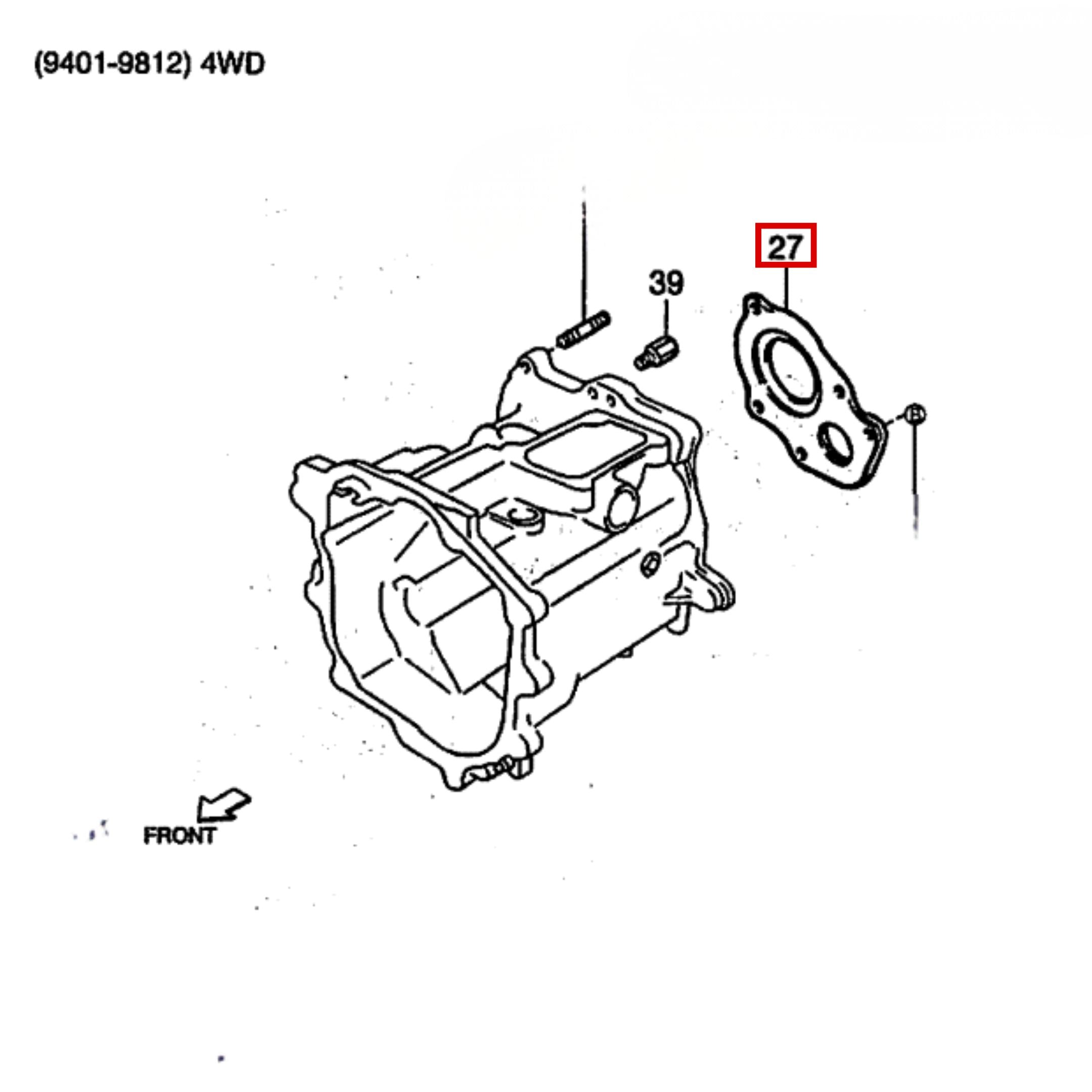 Output Shaft Rear Bearing Retainer for Daihatsu Hijet S110, S130 Models (1994-1998) featuring a detailed schematic of the manual transmission assembly for 4WD.