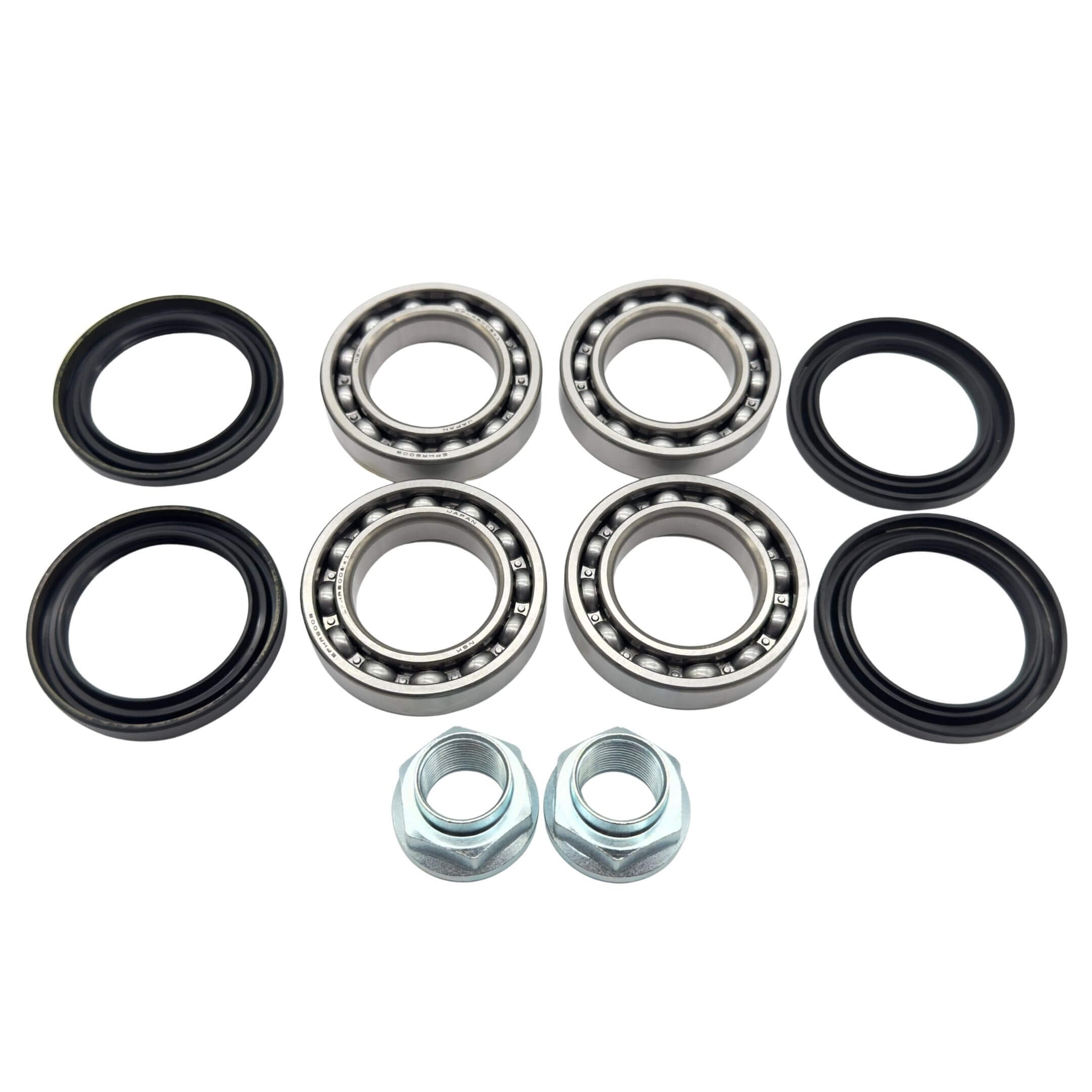Rear Wheel Bearing & Oil Seal Complete Kit for Subaru Sambar Wagon TW1, TW2 Models (1999-2012) featuring bearings, seals, and nuts.