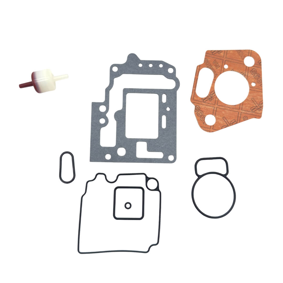 8-piece carburetor gasket rebuild kit for 1990-1998 Subaru Sambar KS3 and KS4 trucks, including part numbers 16293KA020, 16186KA030, 16158KA200, 16173KA141 and 14958KA080.