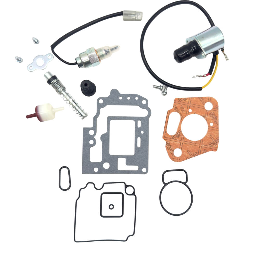 15-piece carburetor gasket rebuild kit for 1990-1998 Subaru Sambar KV3 and KV4 trucks, showing part numbers 16293KA020, 16186KA030, 16158KA200, 16173KA141, 14958KA080, 16151KA000, 16196KA130 and 16196KA140 arranged diagonally.