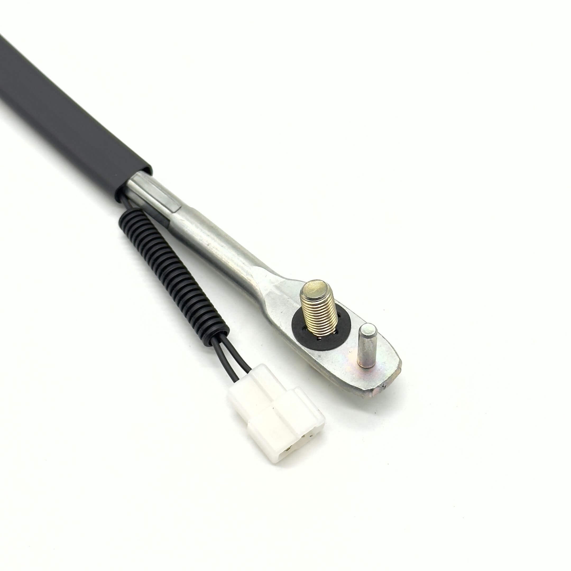 Seat Belt Buckle for Driver Side Subaru Sambar Truck TT1, TT2 Models (1999-2012) featuring a metal connector and wiring harness.