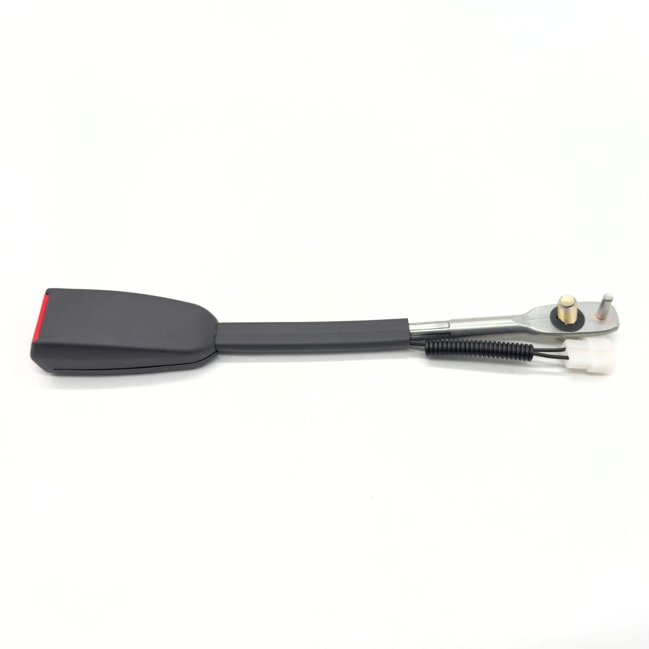 Seat Belt Buckle for Driver Side Subaru Sambar Truck TT1, TT2 Models (1999-2012) featuring a sleek black design with a red release button.