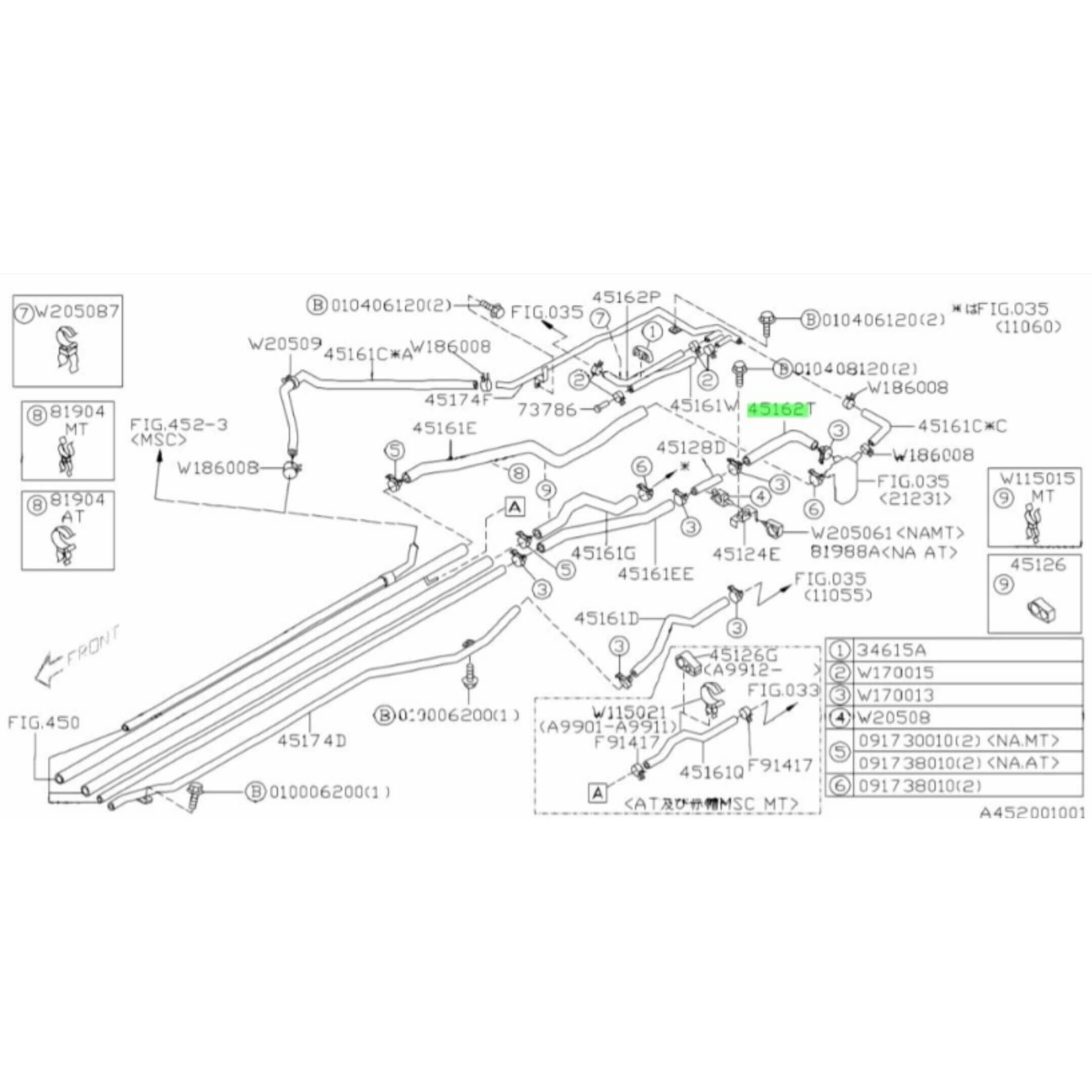Heater Hose – Engine Outlet Hose for Subaru Sambar Truck TT1, TT2 Models (1999–2012) OEM, featuring detailed schematic and part numbers.