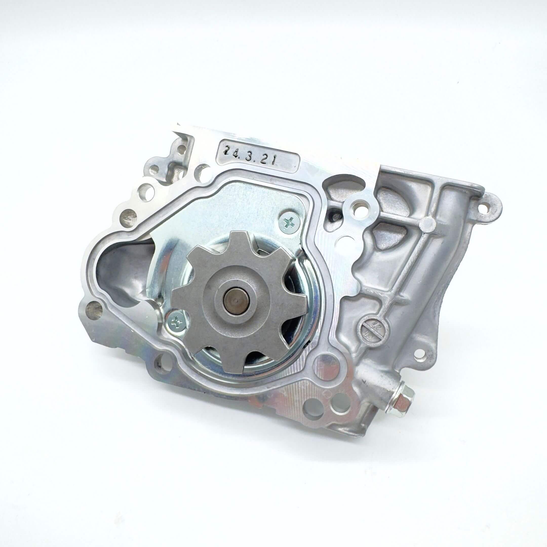 Genuine Subaru Sambar Truck TT1, TT2 water pump for 1999-2012 models featuring a robust metal construction and precise engineering.