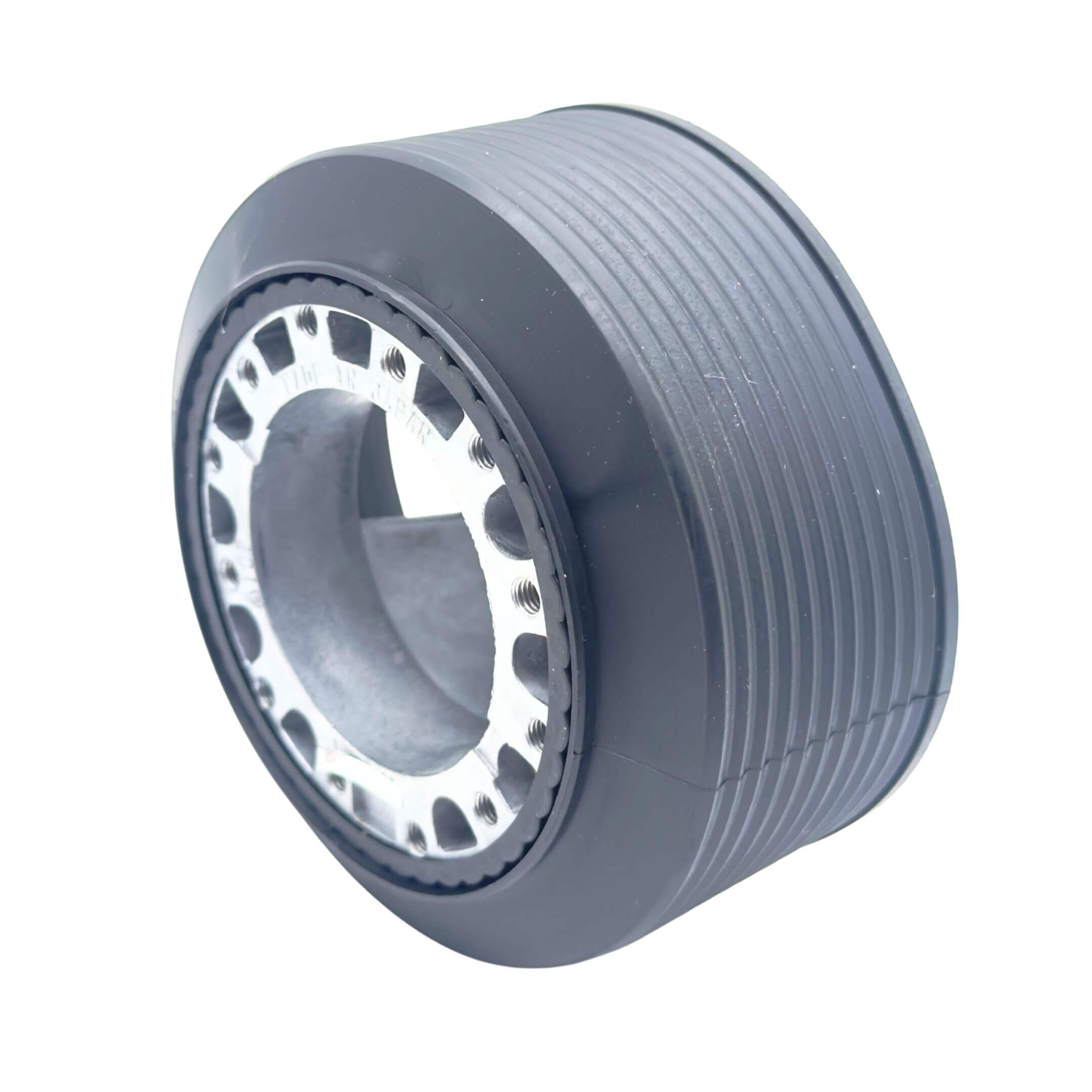 HKB Sports Boss Steering Wheel Hub Adapter for Subaru Sambar Truck TT1, TT2 Models (1999-2012) featuring a durable black ribbed design and precision-engineered fit.