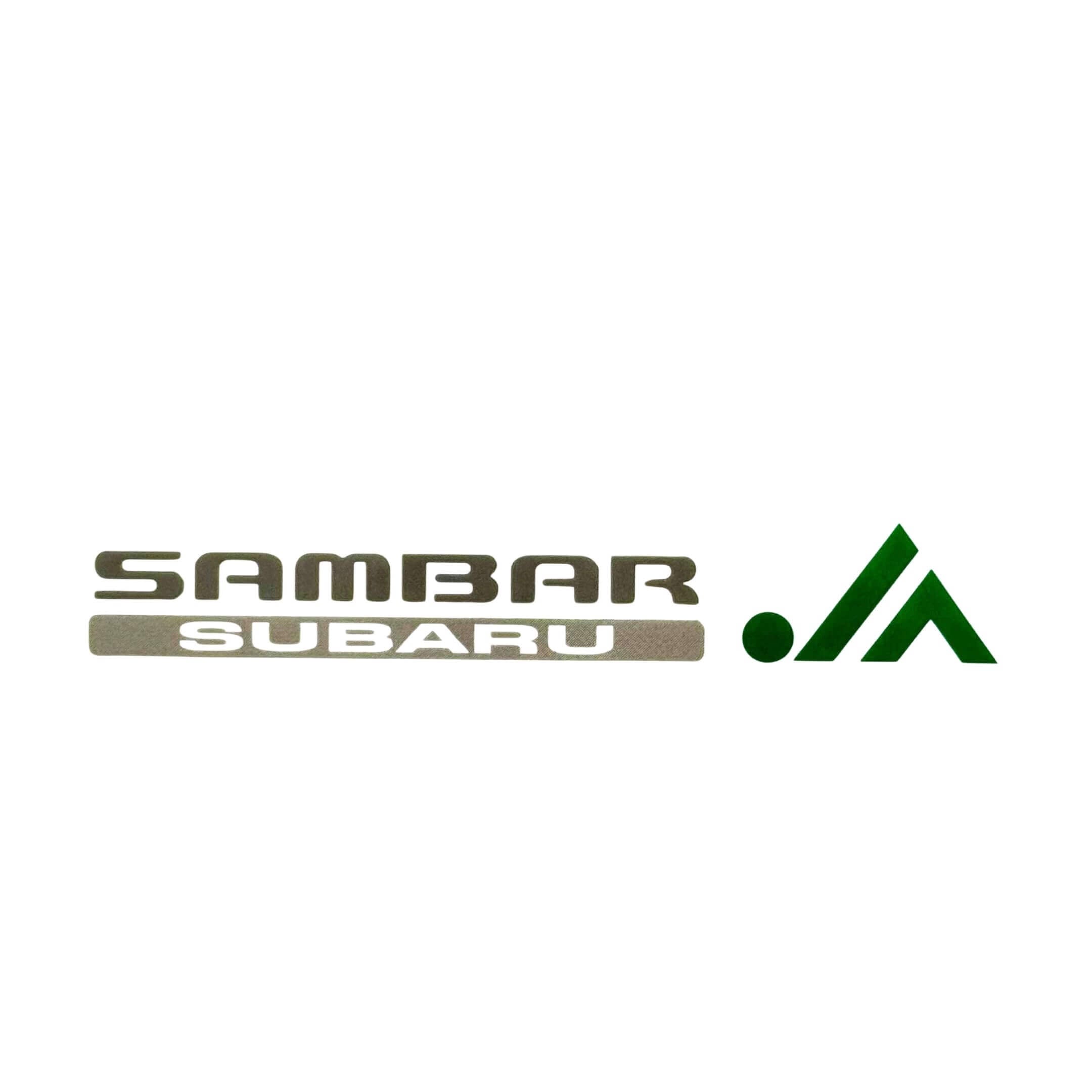 JA Sambar Subaru Decal for Rear/Tailgate of Subaru Sambar Truck TT1, TT2 Models (1999-2012) featuring bold lettering and a green logo.