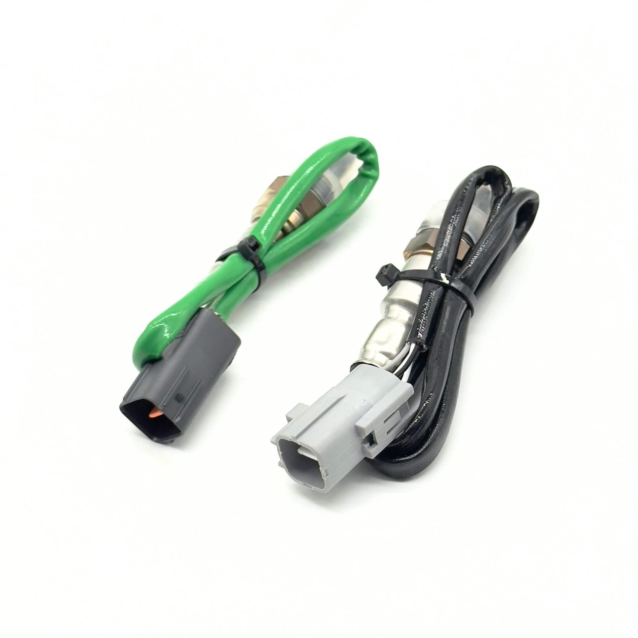 Oxygen Sensor Set for Subaru Sambar Van TV1, TV2 Models (6/2008-2/2012) featuring front (upstream) and rear (downstream) O2 sensors with distinct green and black wiring.