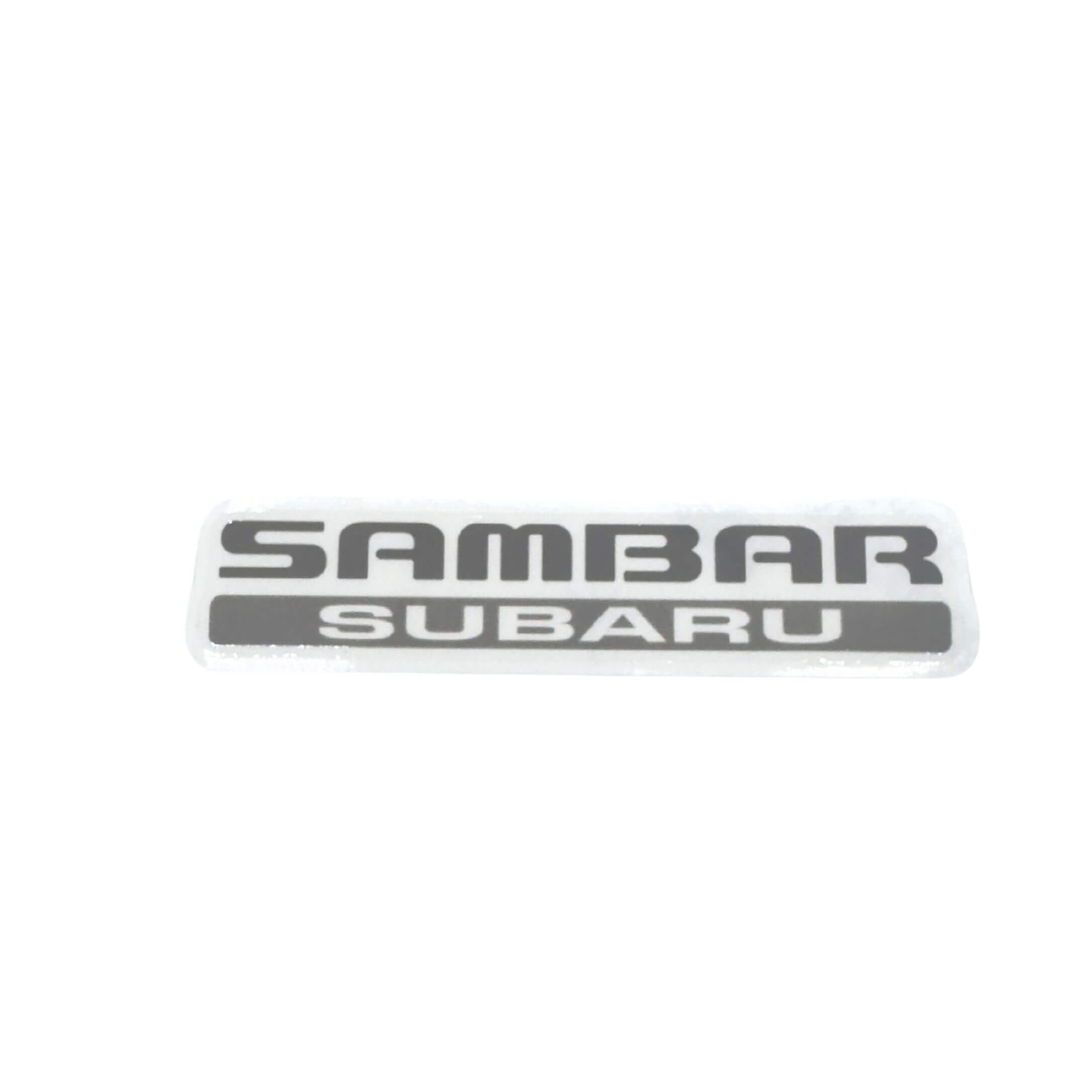Sambar Subaru Decal for rear tailgate, designed for Subaru Sambar Truck TT1, TT2 models from 1999-2012, featuring bold black lettering.