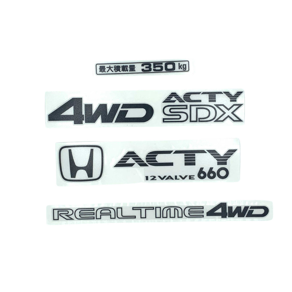 "High-quality Honda Acty Replica Decals in OEM Grey displayed on a white background - Perfect for JDM Mini Truck customization and upgrades"