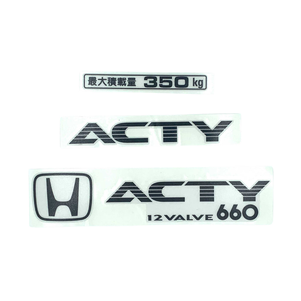 High-quality Honda Acty Replica Decals in OEM Grey displayed on a White background - Perfect for JDM Mini Truck customization and upgrades