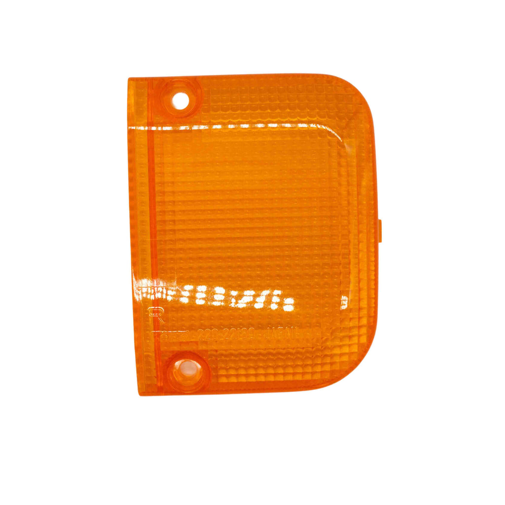 Front view of rear left turn signal lens for Honda Acty Truck HA3, HA4 models (1990-1999) - orange with grid pattern and screw holes.