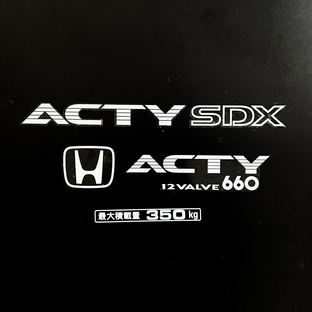 High-quality Honda Acty Replica Decals in OEM White displayed on a Black background - Perfect for JDM Mini Truck customization and upgrades